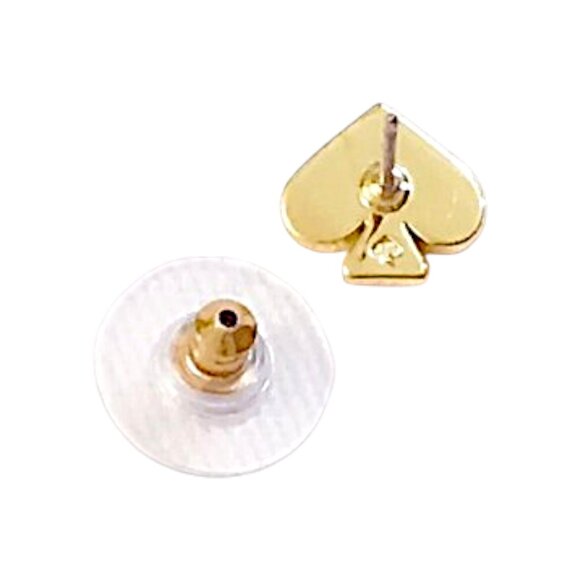 Kate Spade New York Everyday Spade Surf Pink Enamel 12K Gold Stud Earrings - Picture 6 of 8